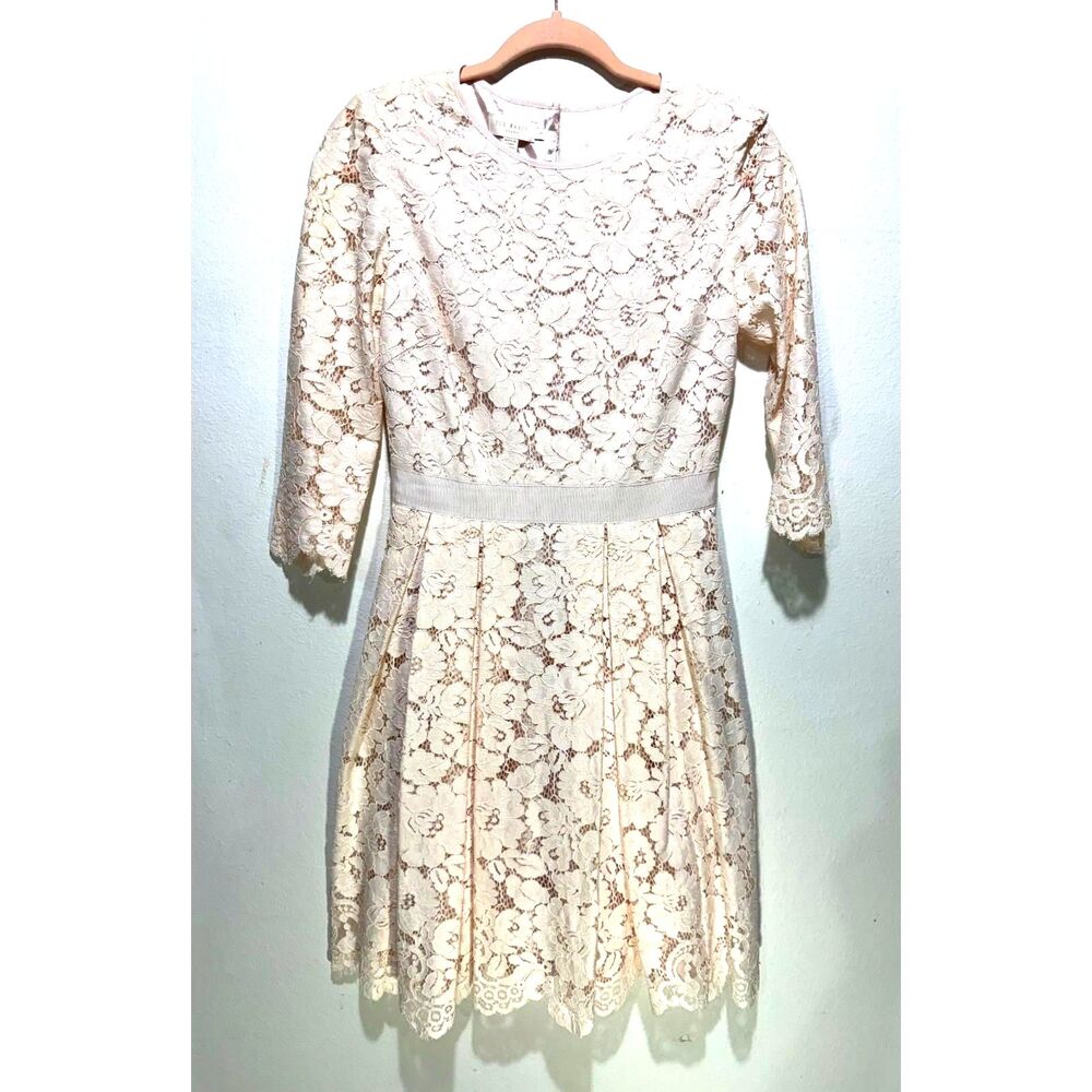 Ted Baker london midi dress romantic cottage blush pink lace festive women size1